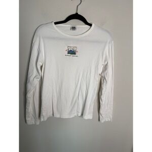 Vintage Women's Small Mount Rainier White Long Sleeve Embroidered‎ Graphic Tee